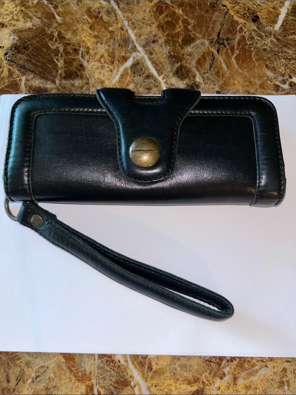 Gerard Darel Black Leather Wristlet Clutch